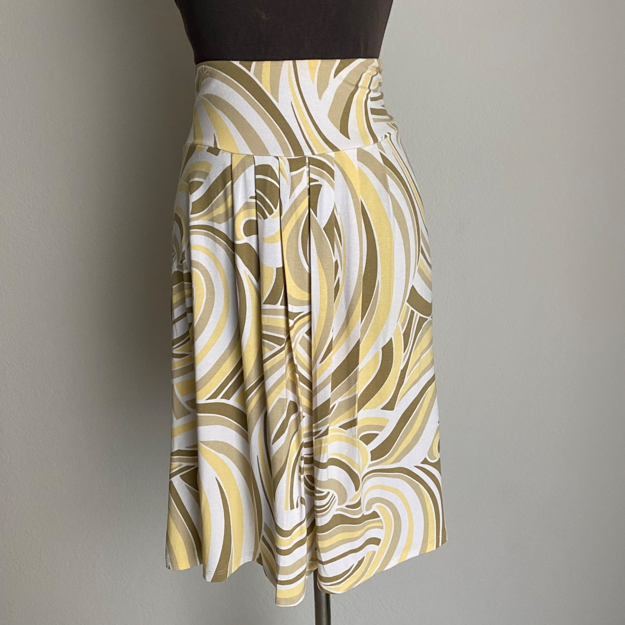 Tommy Bahama sz XS geo swirl summer pastel high rise pleated midi skirt