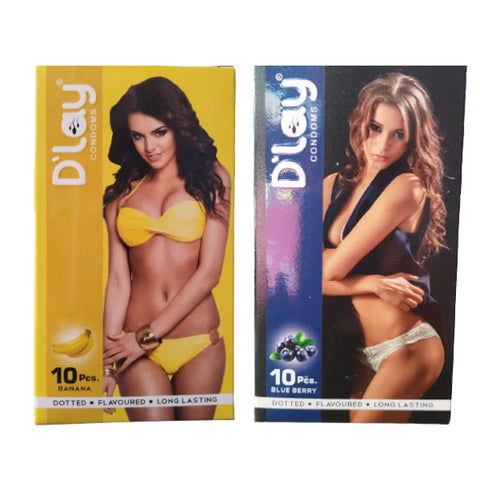 D'lay Dotted Flavored Condoms: Blue Berry & Banana Fusion