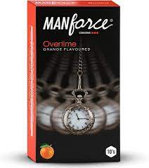 Manforce Ribbed, Contour, Dotted Overtime Orange Flavored Condoms