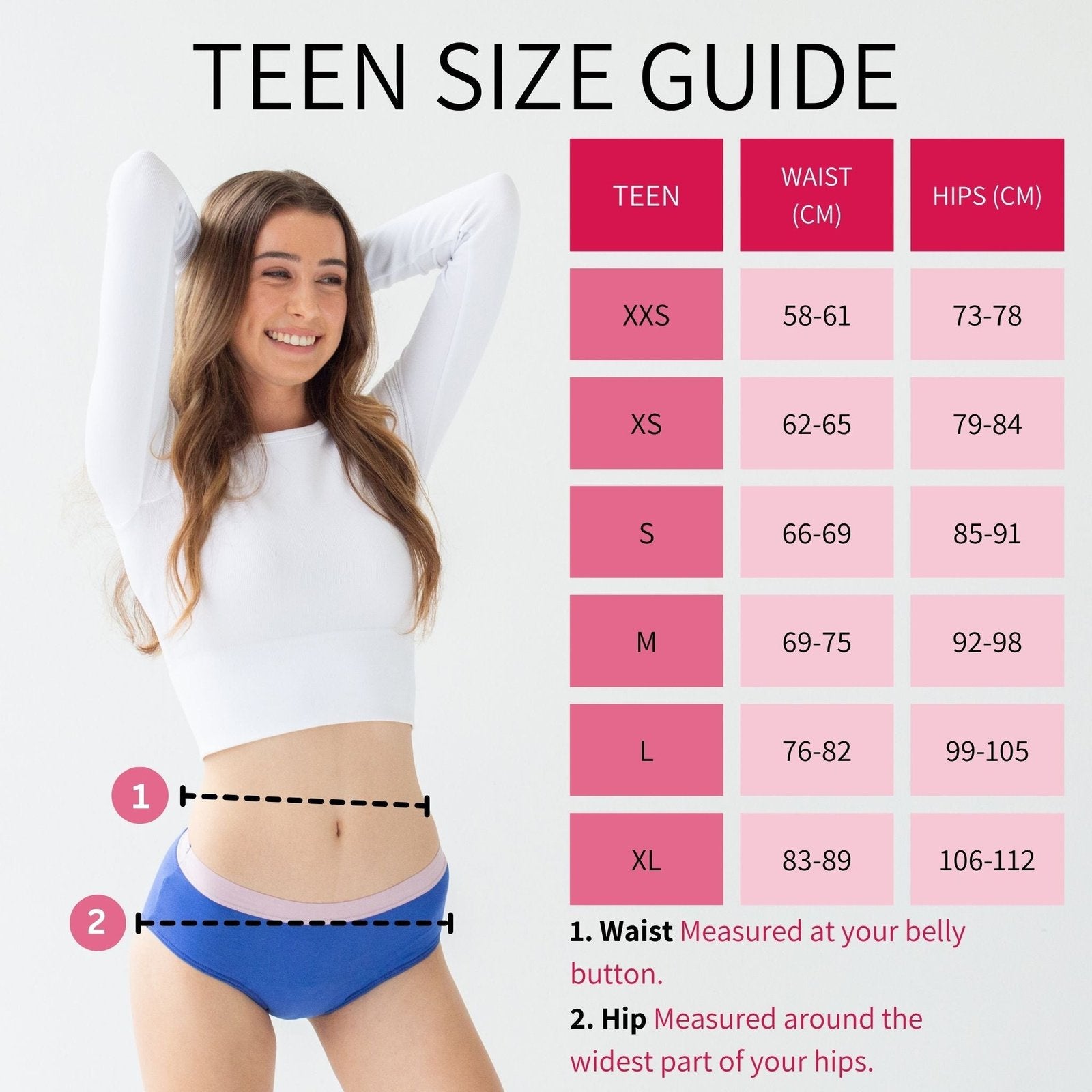 Teen Period Underwear Size Guide
