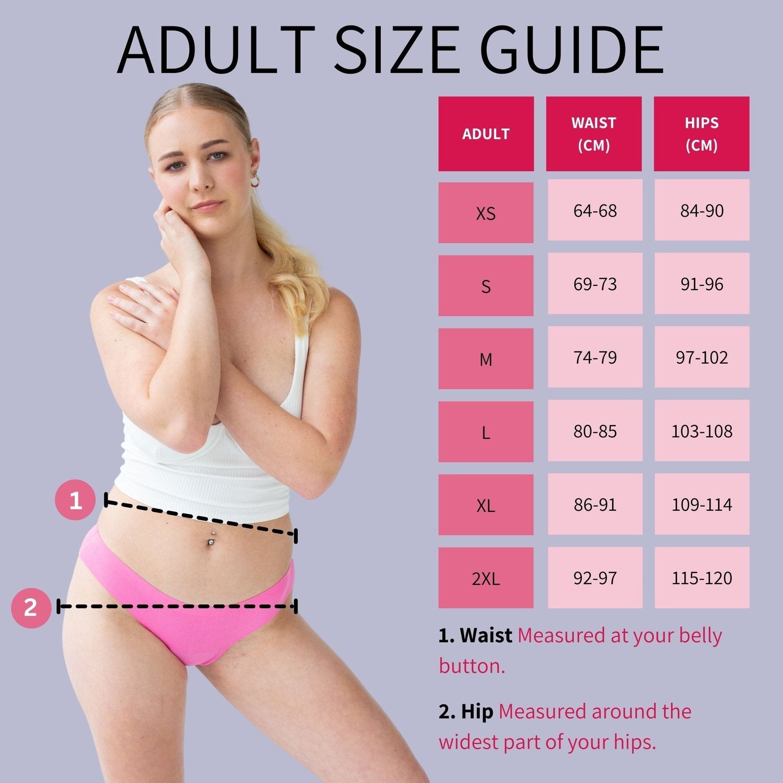 Adult Period Underwear Size Guide