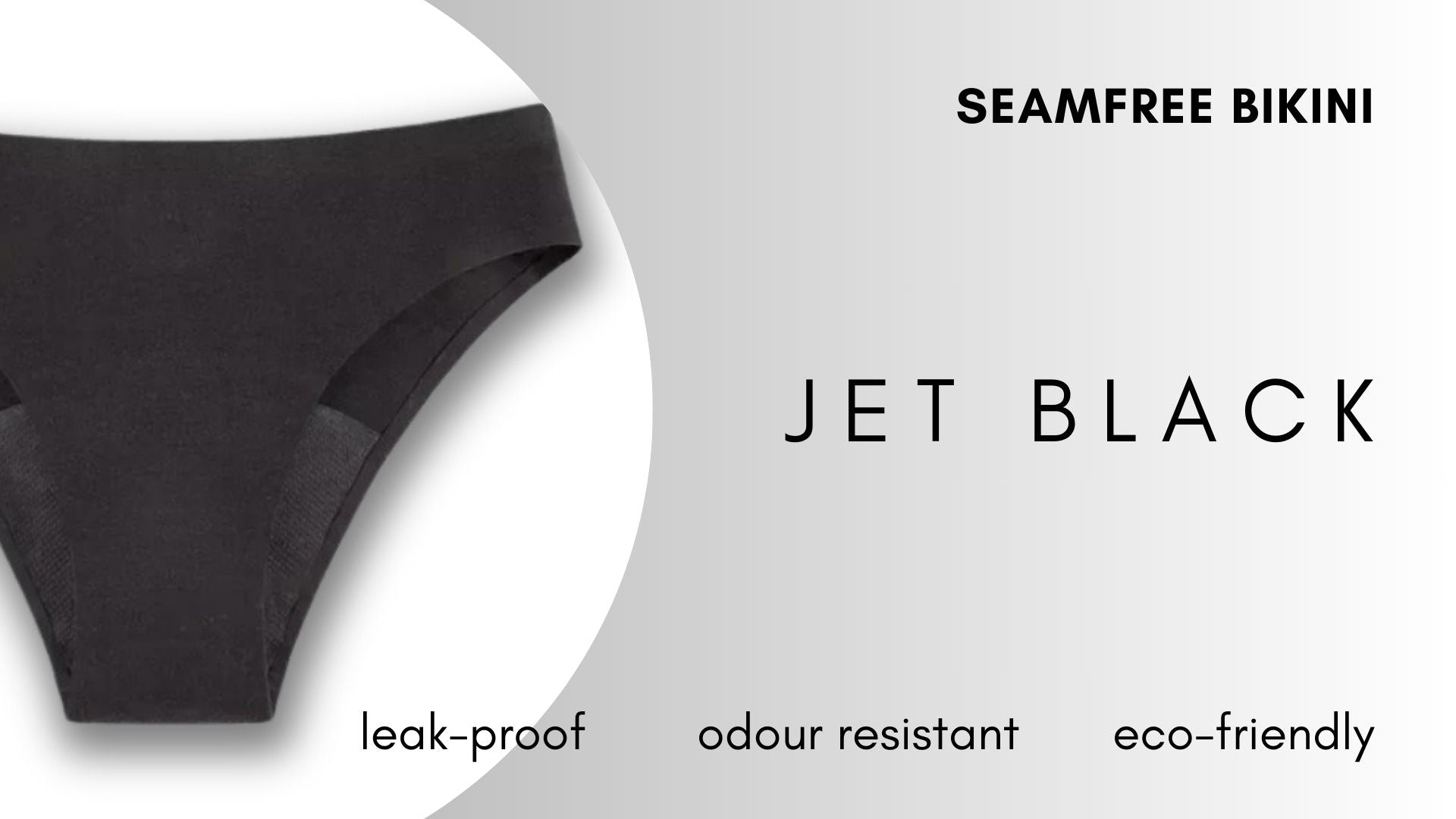 Seamfree Bikini - Jet Black Period Underwear NZ