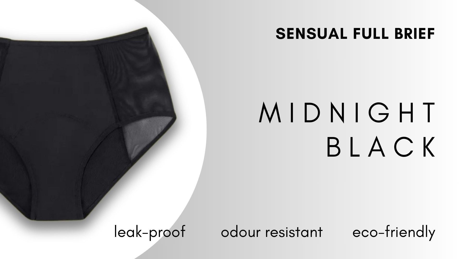 Sensual Full Brief - Midnight Black Period Underwear NZ