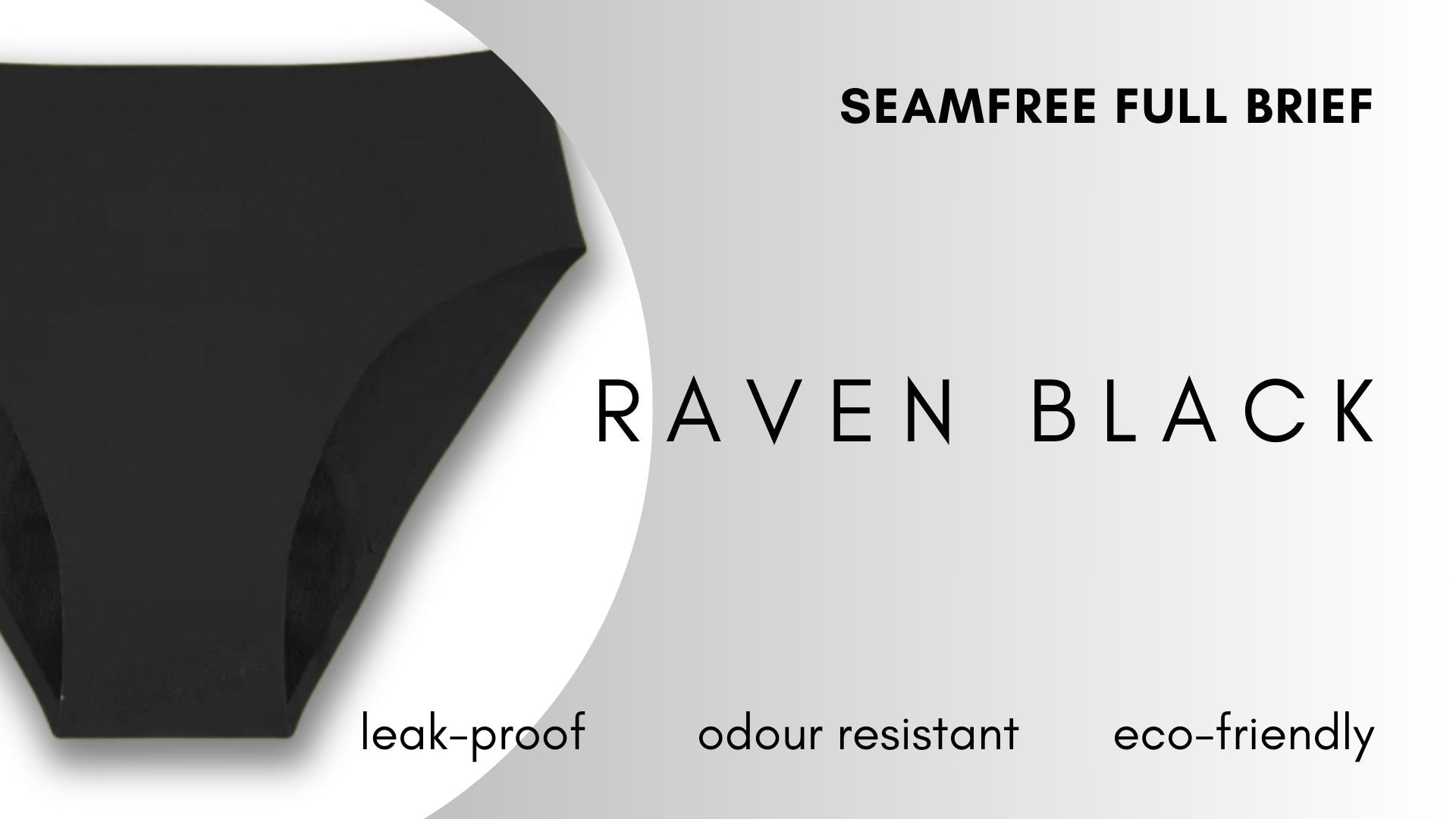 Seamfree Full Brief - Raven Black Period Underwear NZ