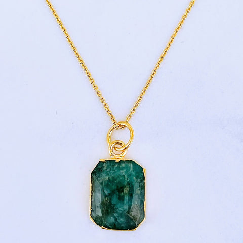 Emerald The Rectangle Gold Plated Necklace