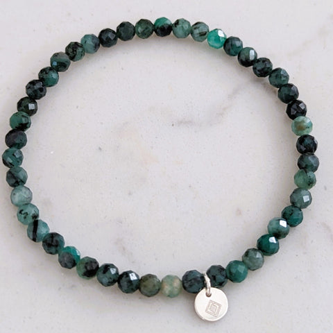 Emerald Gemstone 4mm Bead Bracelet