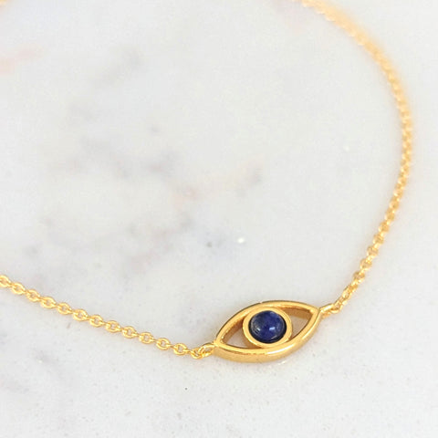 Lapis Lazuli Gold Vermeil Evil Eye Bracelet