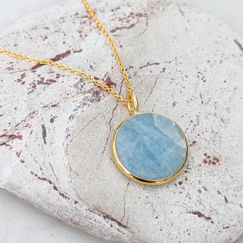 Aquamarine The Circle Gold Necklace