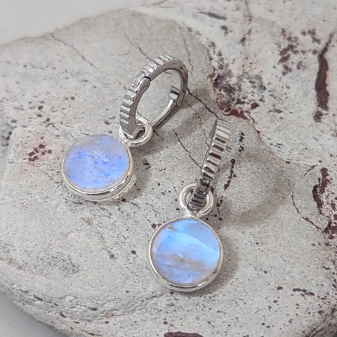 Moonstone The Circle June Birthstone Silver Earrings