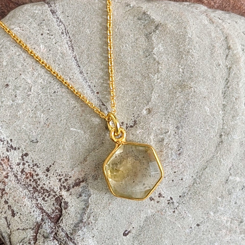 The Hexagon Citrine Gold Necklace