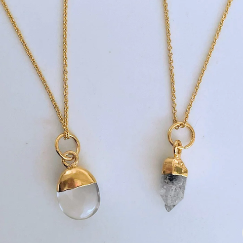 Clear Quartz and Herkimer Diamond Birthstone necklaces