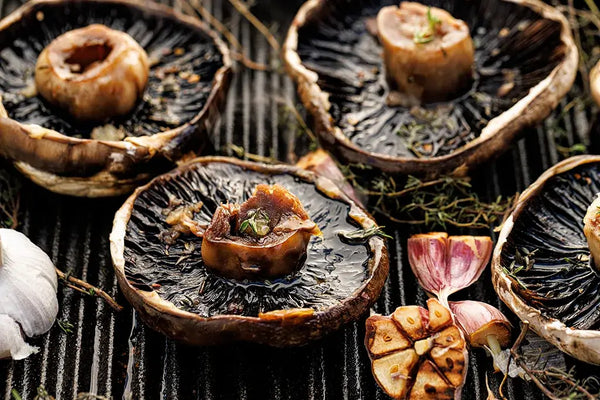 Grilled portobello mushrooms with garlic and  Boars Night Out "White Lightning" seasoning.