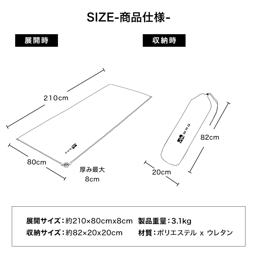 WAQ（ワック）WAQ RELAXING WIDE MAT リラクシング ワイドマット 厚み8cm