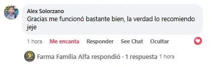 Comentario de Cliente satisfecho con el medicamento