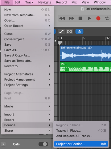 Compose - Select Bounce in Logic Pro X