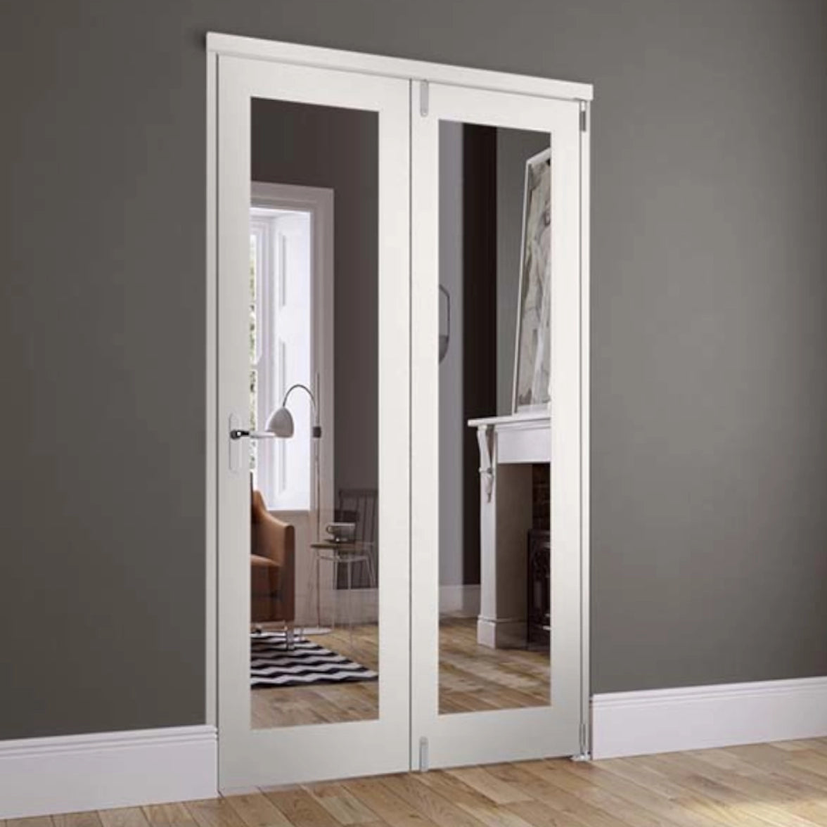 White Pattern 10 Fold Flat Internal Door Set 1200mm