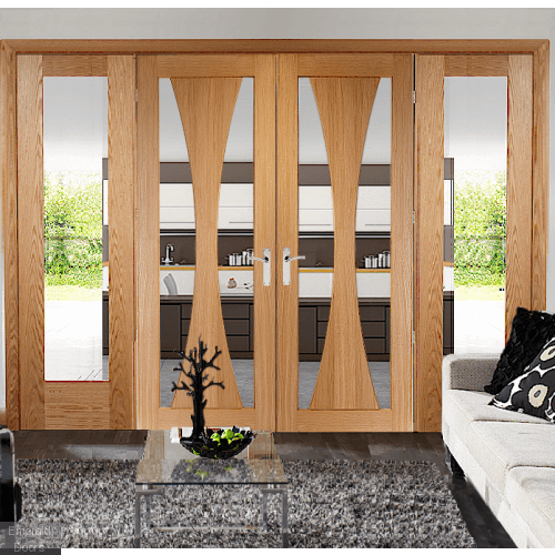 Verona Oak French Door Room Divider With Demi Panels