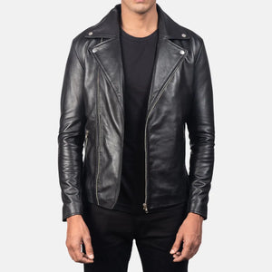 Biker Jacket Leather Black Semi-aniline - The Jacket Lover