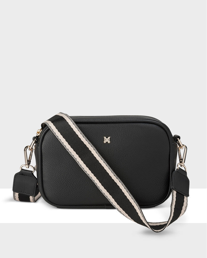 Crossbody Bag Strap in Black & White Stripe