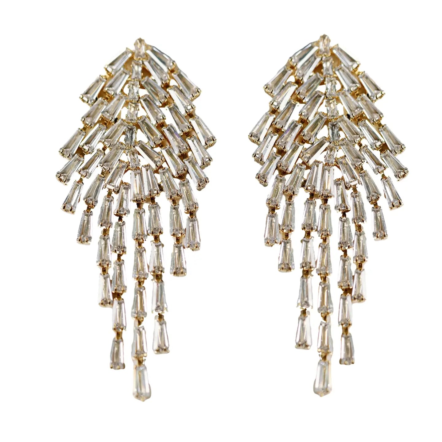 St. Armands Designs Crystal Waterfall Maxi Tassel Statement Earrings