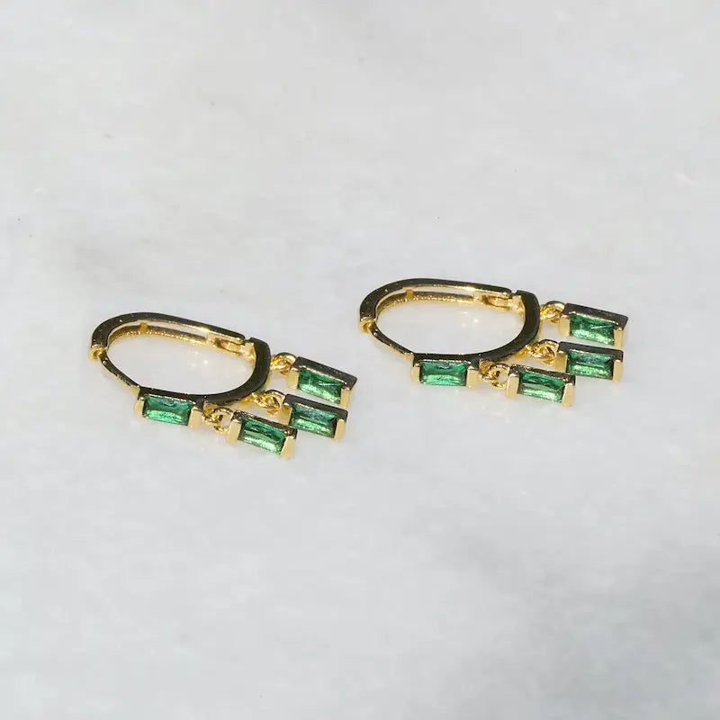 Native Gem Floating Emerald Huggies