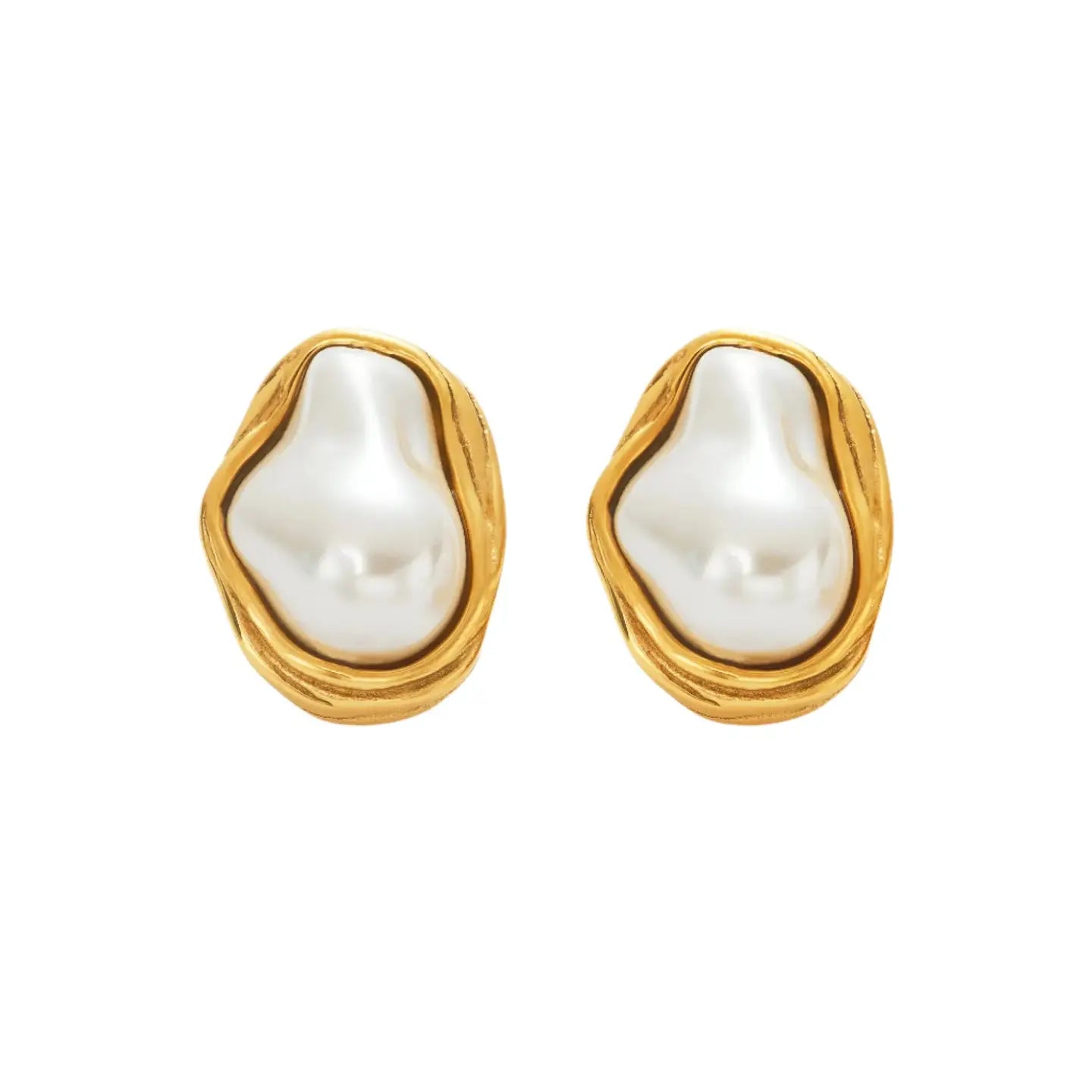Liv Bella Vita Irregular Shape Pearl Stud Earrings