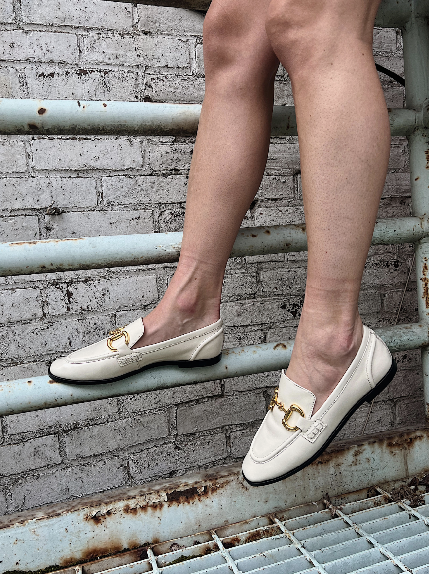 Jeffrey Campbell Velviteen Loafers in Ivory Gold now at Harbour Thread