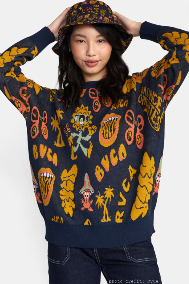 women's printed crewneck sweater 