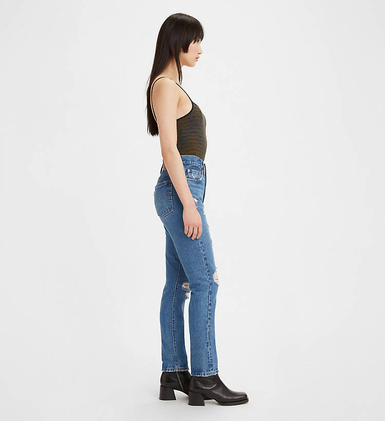 Levi's 501 Skinny in Destructed Medium Indigo | Harbour Thread