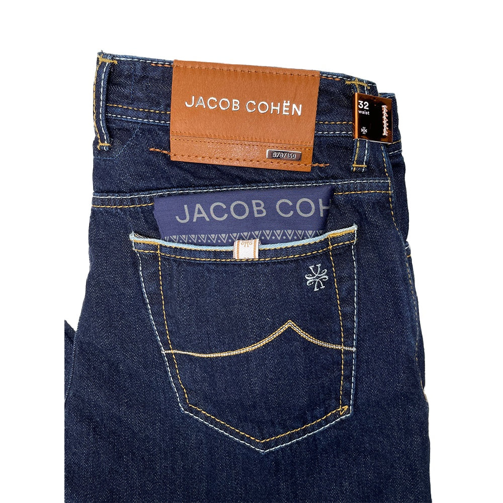 Jacob Cohen Limited Edition Tan Tab Dark Denim Jeans – L'uomo