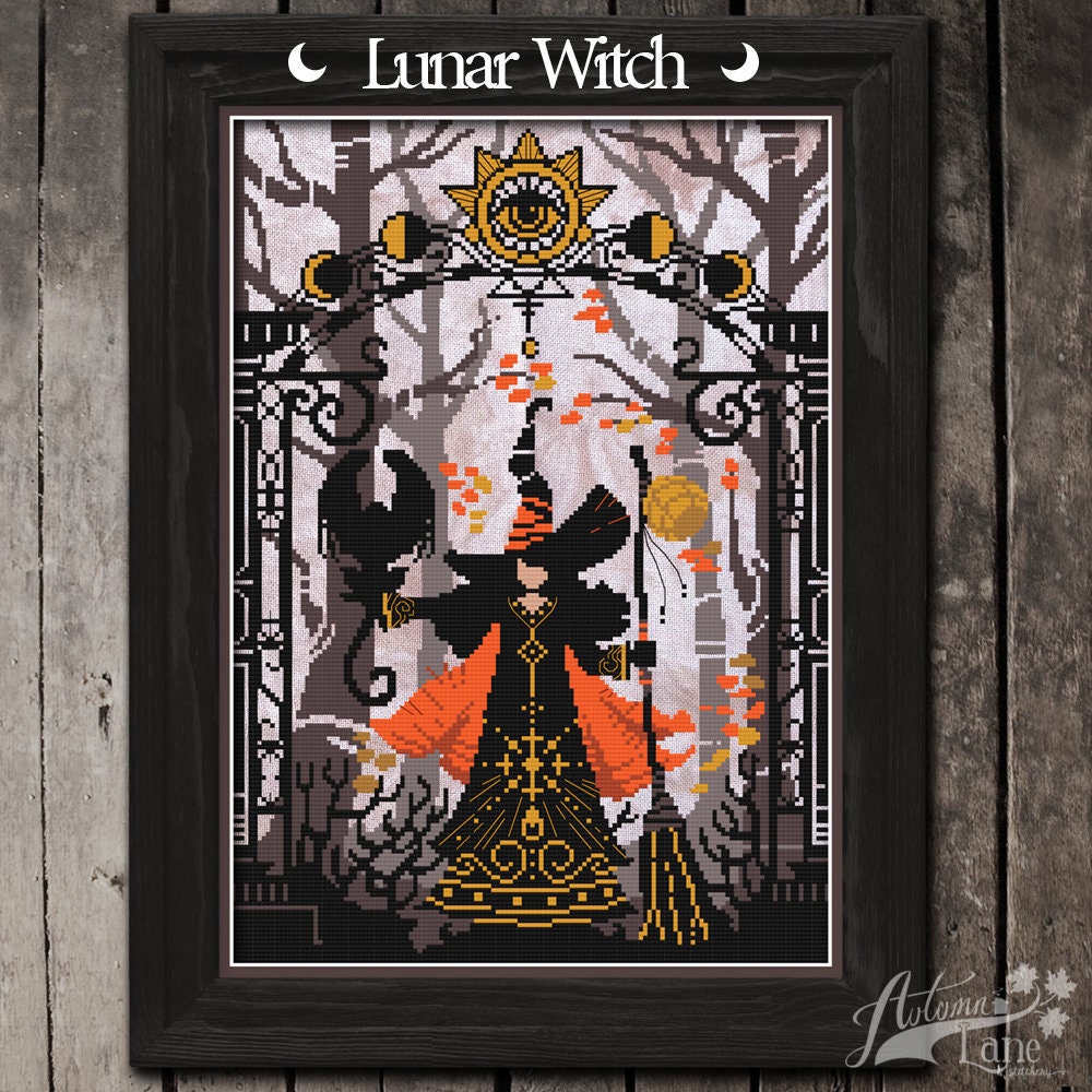 Lunar Witch Cross Stitch Pattern - Digital Download