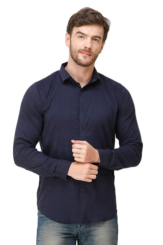 COLVYNHARRIS JEANS Men Casualwear Full Sleeve Slim Fit Shirt Collar Navy Blue Luxury Shirt
