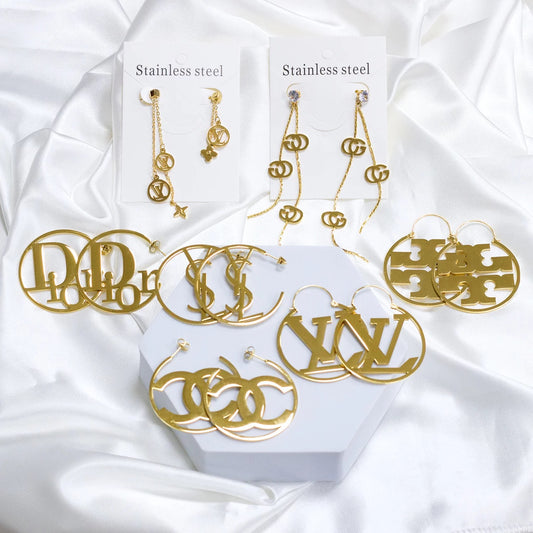 CC' Luxury Necklace & Earrings Set SS 16” Gold tone – justbeyoubynohra