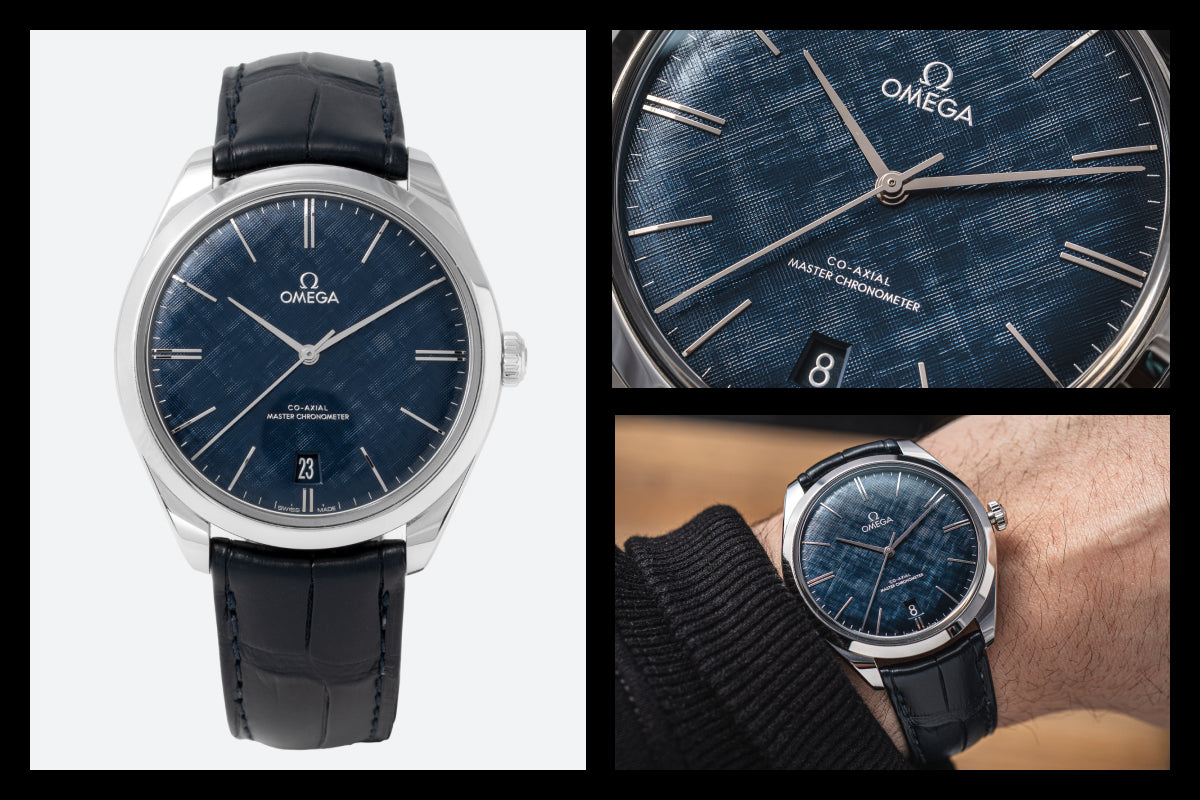 Elegancki zegarek Omega De Ville Trésor ref. 435.13.40.21.03.001 z szafirowo-niebieską tarczą i mechanizmem manualnym do 20000 PLN