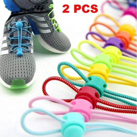 1Pair Elastic Buckle Shoelaces No Tie Shoelaces Metal Lock Button Shoelace  Kids