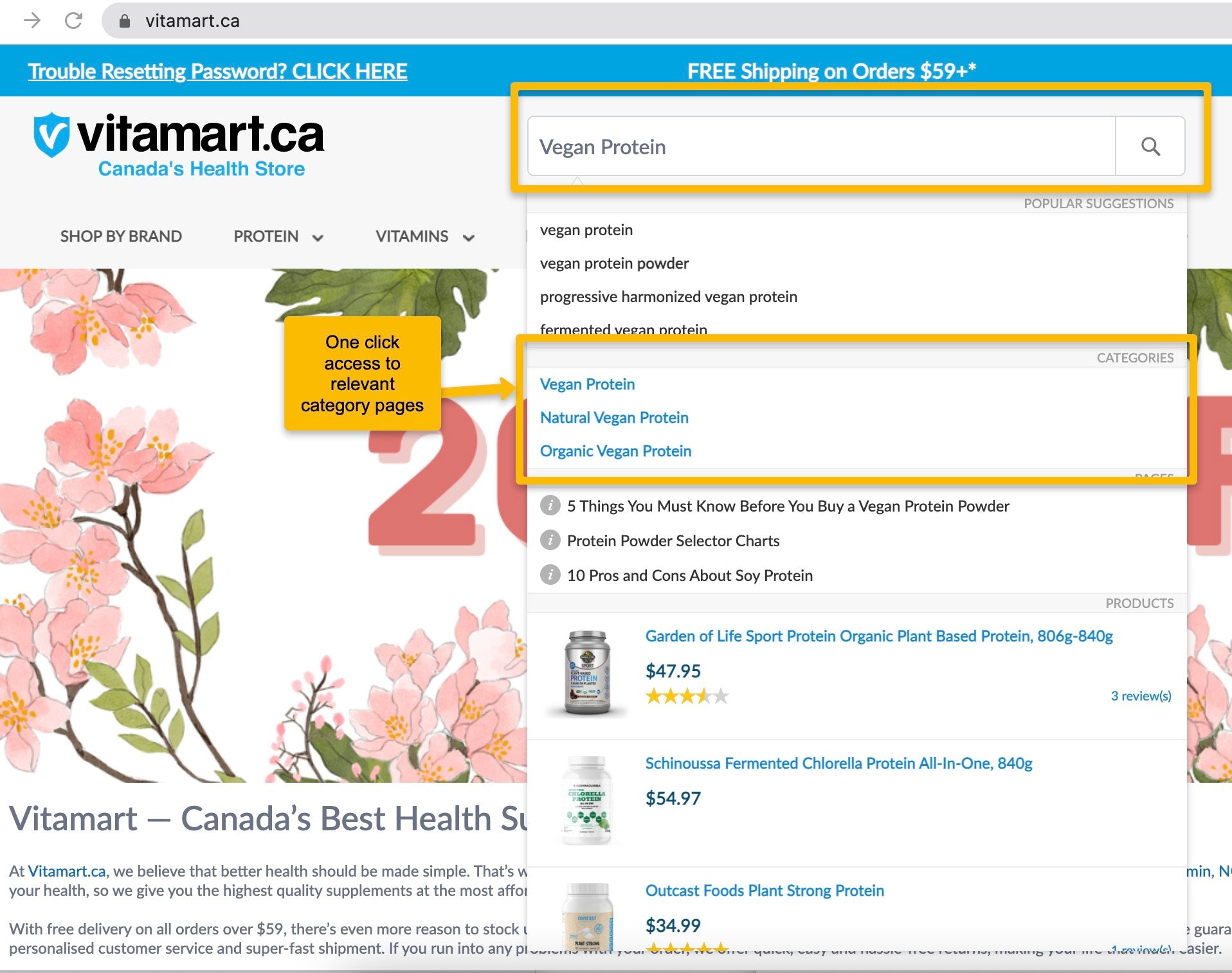 Vitamart.ca's upgraded search benefits