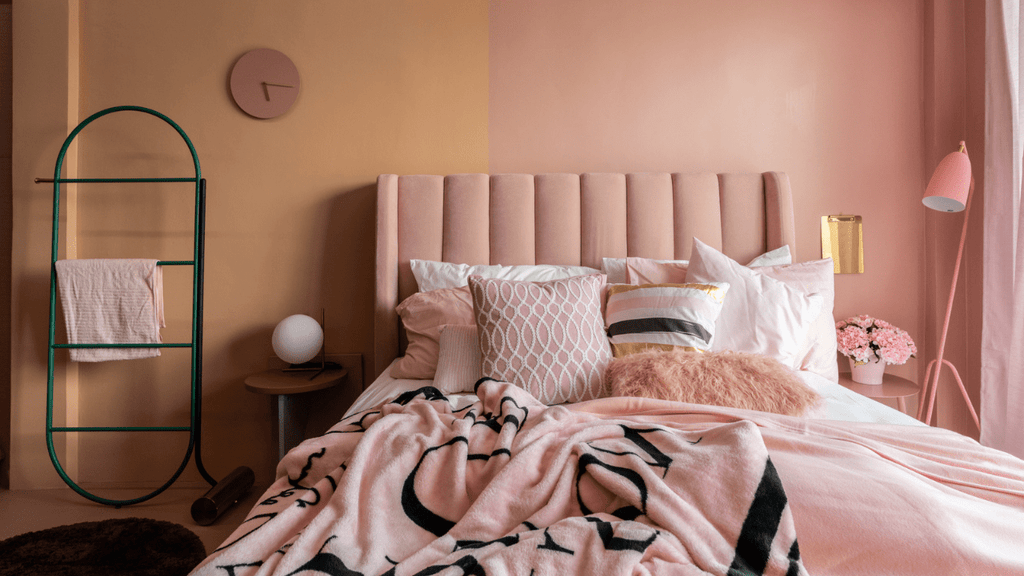 Cozy baby pink bedroom