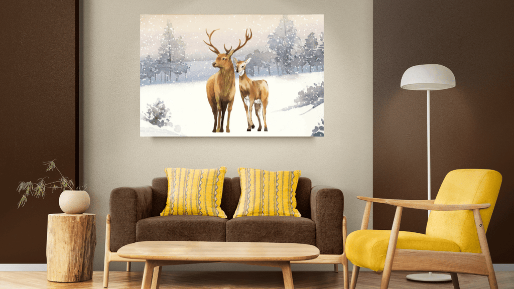 Deer painting in living room