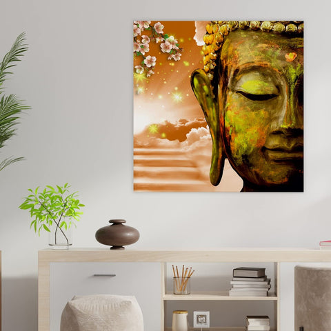 Buddha Canvas Painting Framed For Home and Office Wall Decoration