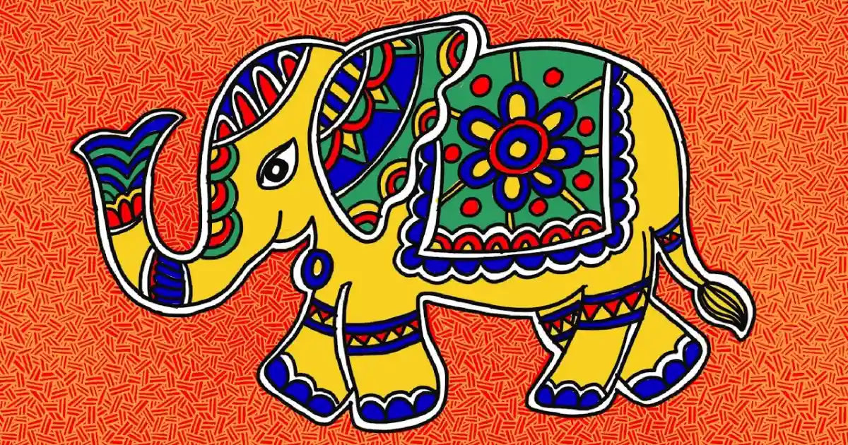 madhubani elephant painting