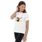 youth white t shirt with cat print