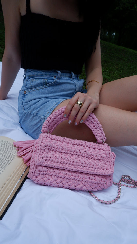 Lulu Crossbody  Handmade Crochet T-shirt Yarn Bag – Sparkling