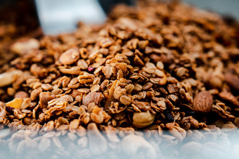 Almond granola vegan with pomegranate