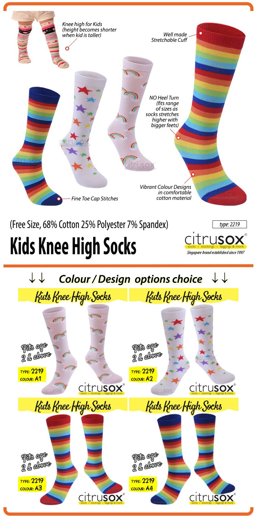 Kids Knee High Cotton Socks – Citrusox