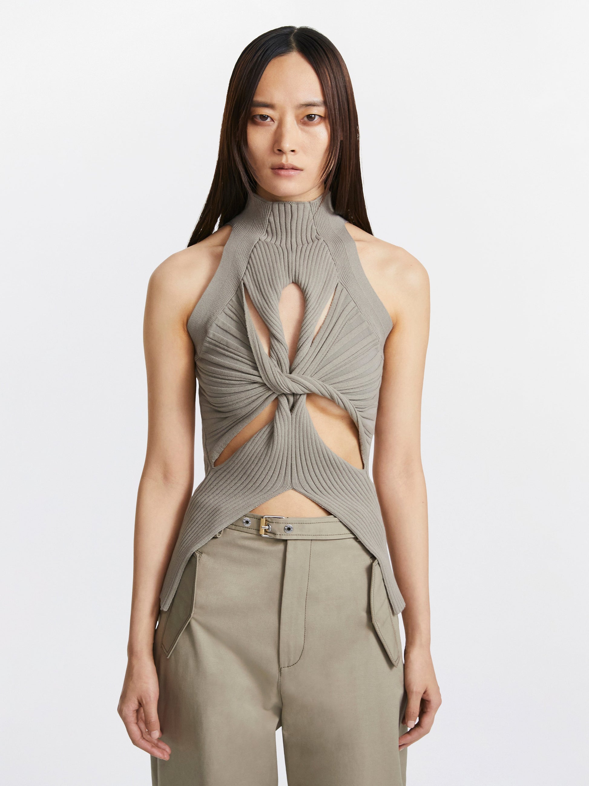 DION LEE | Muscular Twist Tank | Stone