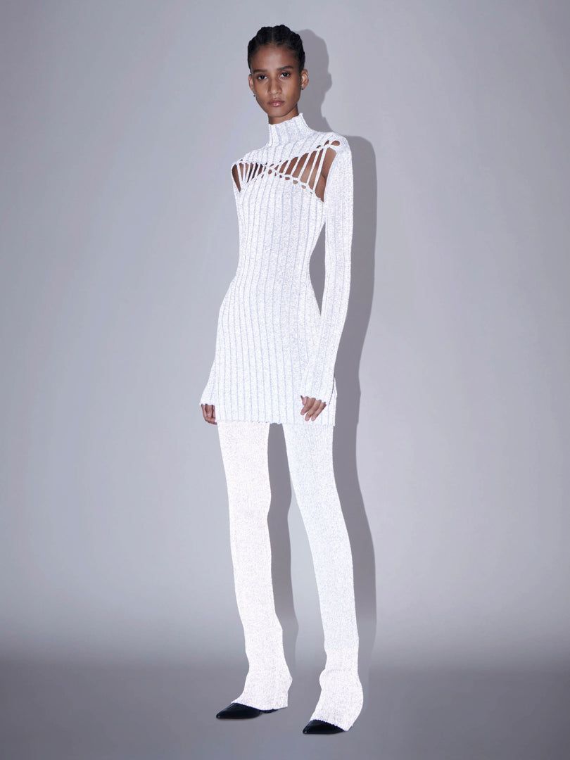 DION LEE | X Braid Light Reflective Mini Dress | Silver