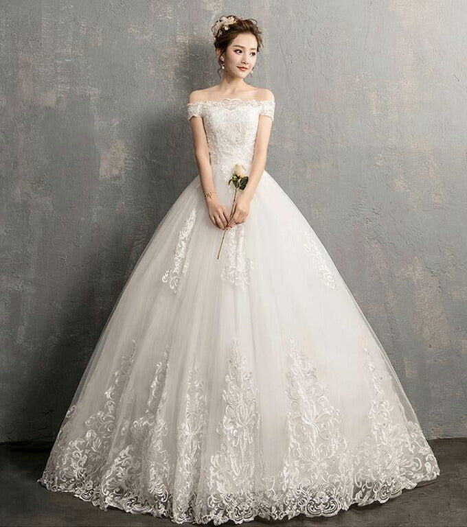 wd396af】ウェディングドレス Wedding Dress オフショルダー