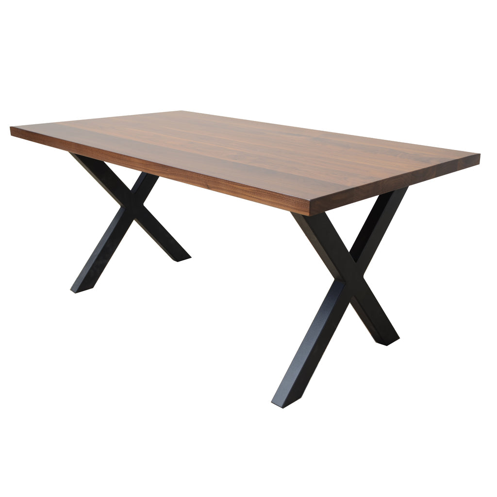 metal x base dining table