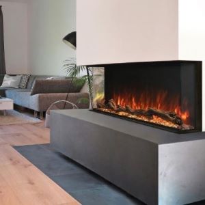 Modern Flames 3-Sided Fireplace in Bump=out Wall