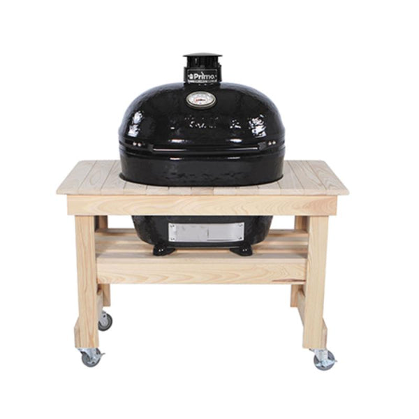 Primo Cypress Grill Table for Primo Oval X-Large Ceramic Kamado Charcoal Grill